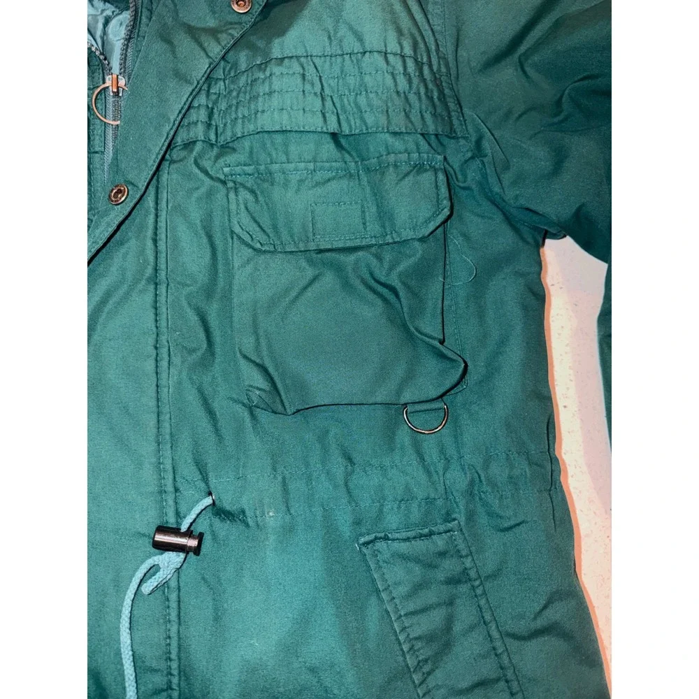 Vintage Guy Loren Teal Green Field Jacket Mens Large Quilted Lining Utility Coat
